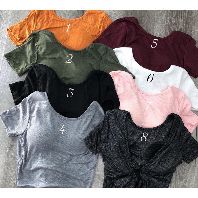 Áo kiểu nơ lưng thun gân kèm sẵn mút ngực | BigBuy360 - bigbuy360.vn