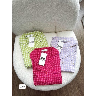 Sét bộ pizama xốp kẻ ô vuông 3158
