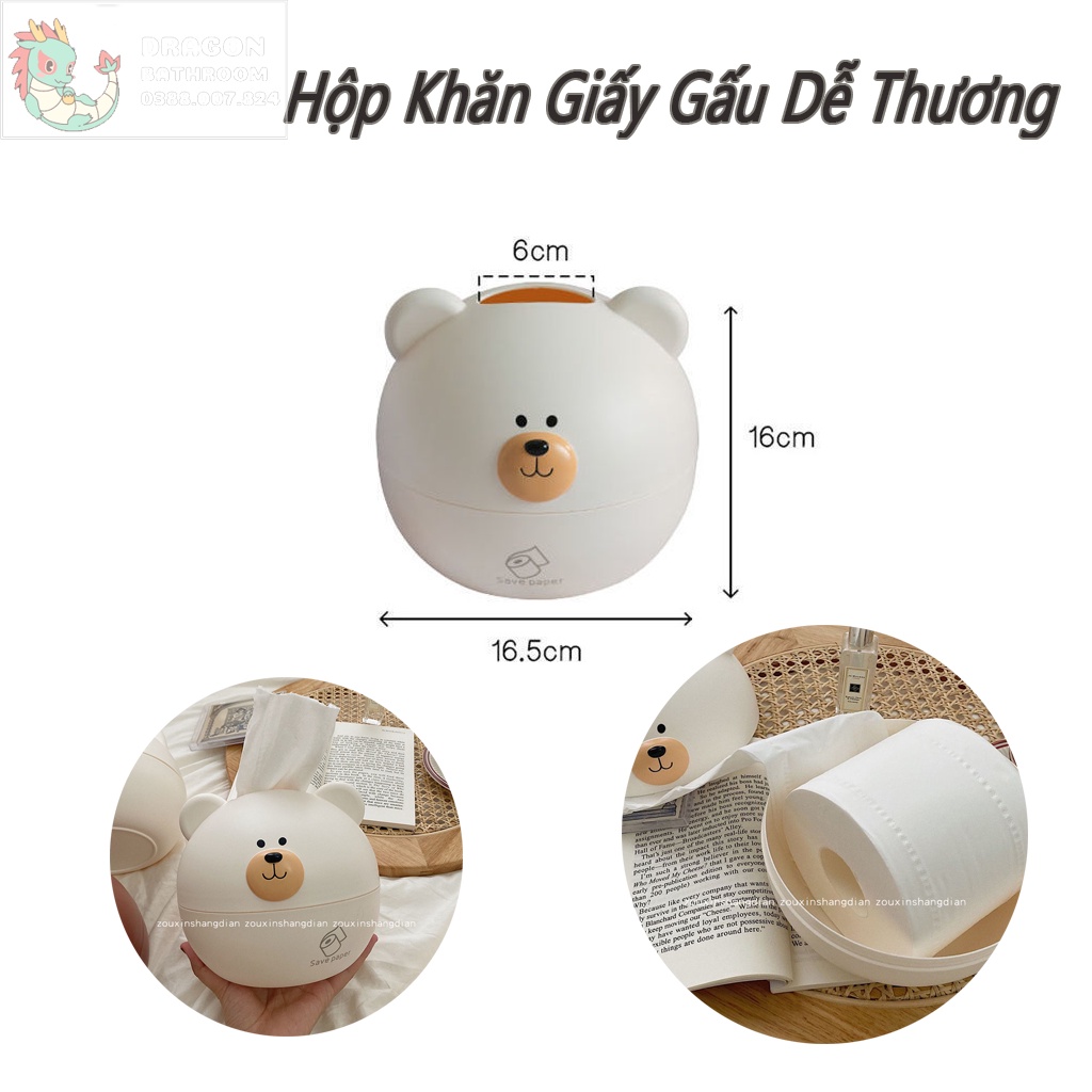 Hộp đựng khăn giấy hình chú gấu,phong cách dễ thương Hộp khăn giấy rút kiểu dáng hoạt hình-LO-24