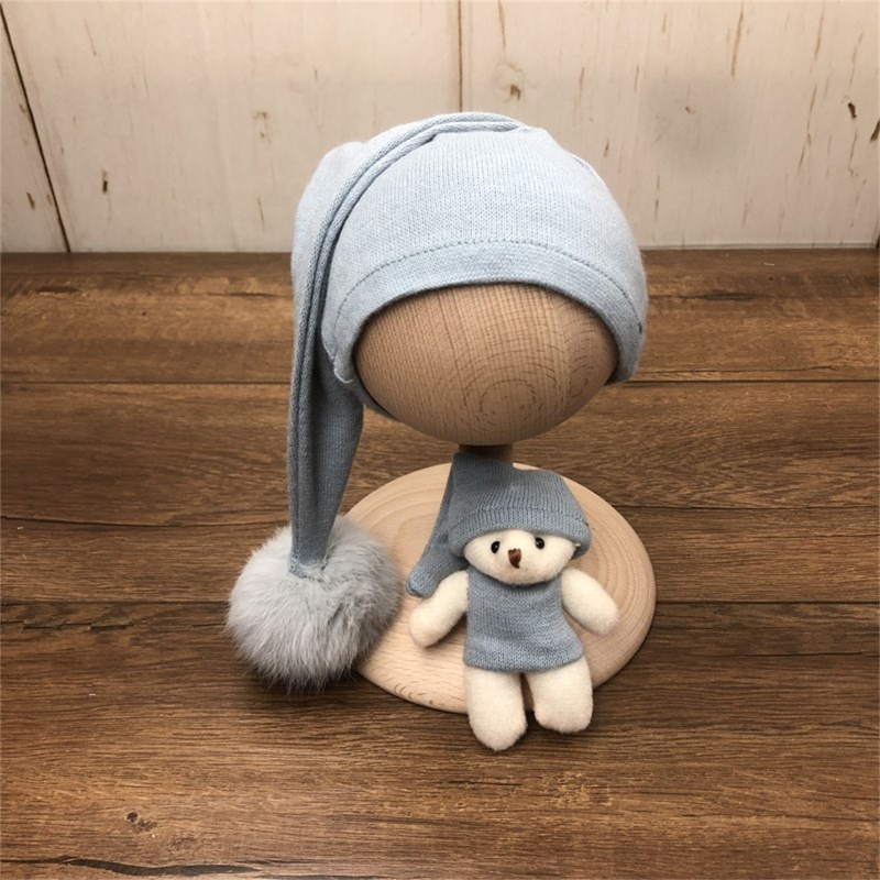 Bộ 3 Món Áo Liền Quần Tay Dài + Nón + Bóng Lông Cho Bé Sơ Sinh Chụp Ảnh