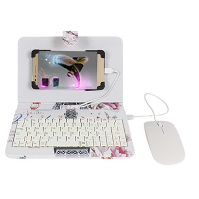 Bao da bàn phím kèm chuột cho điện thoại, máy tính bảng từ 4-8 inch
