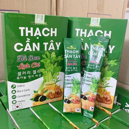 Thạch cần tây tỏi đen linh chi thạch giảm cân đẹp da giữ dáng Hàng chính hãng