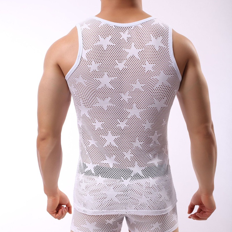 Áo Ba Lỗ Nam Phối Lưới Thời Trang Gợi Cảm