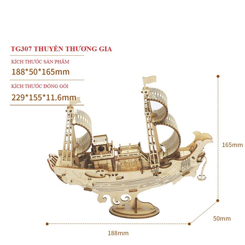 Mô Hình 3D Gỗ Robotime Tàu Thủy, Thuyền Buồm Cổ Điển TG305 - TG308