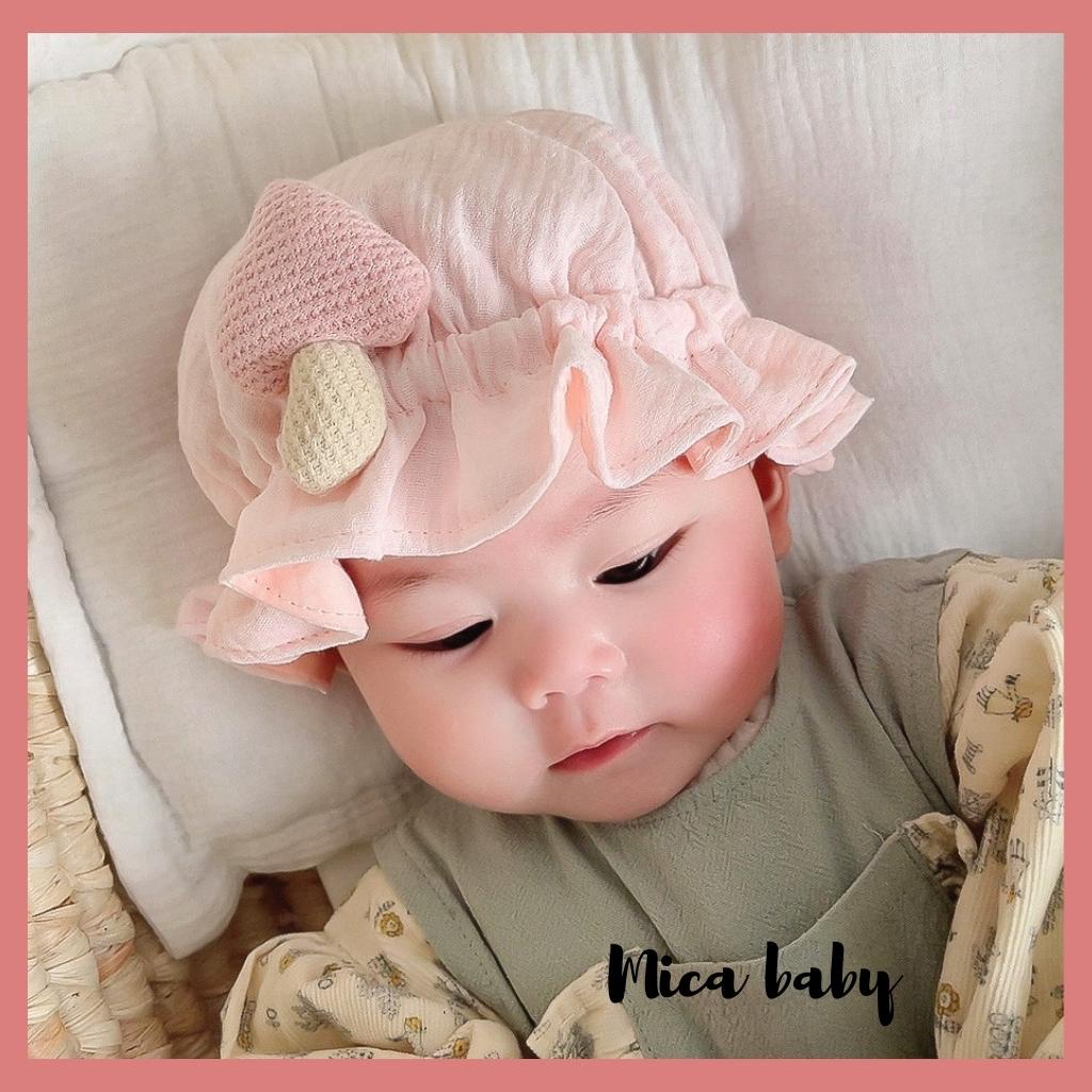 Mũ tai bèo vải xô muslin siêu đáng yêu cho bé Mica Baby MH139