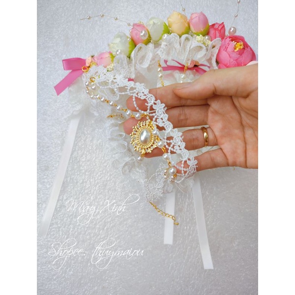 Vòng cổ choker lolita đính mặt đá xinh