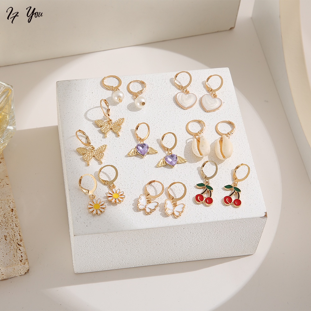 8 Cặp khuyên tai AY nhiều kiểu dáng và màu sắc phong cách dễ thương cho nữ