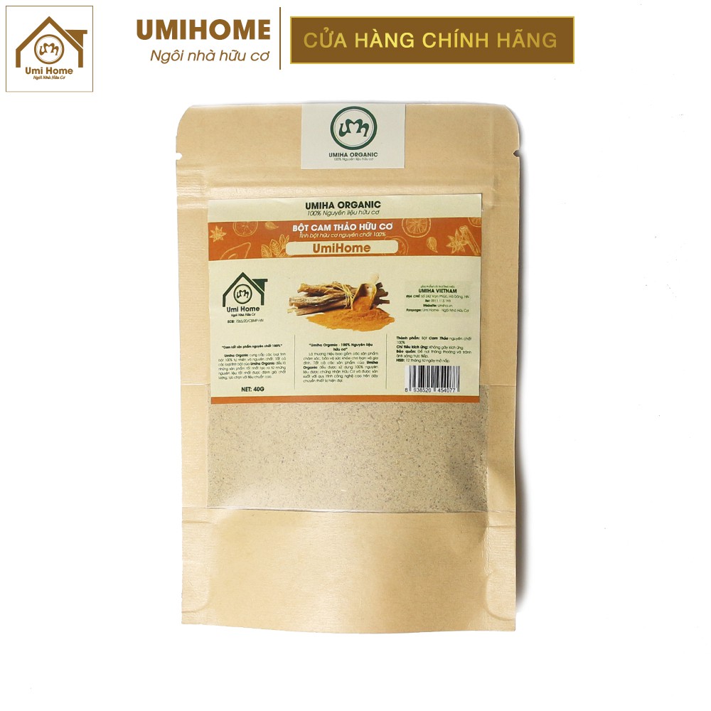 Bột Cam Thảo hữu cơ UMIHOME nguyên chất Licorice powder 100% Organic 40G