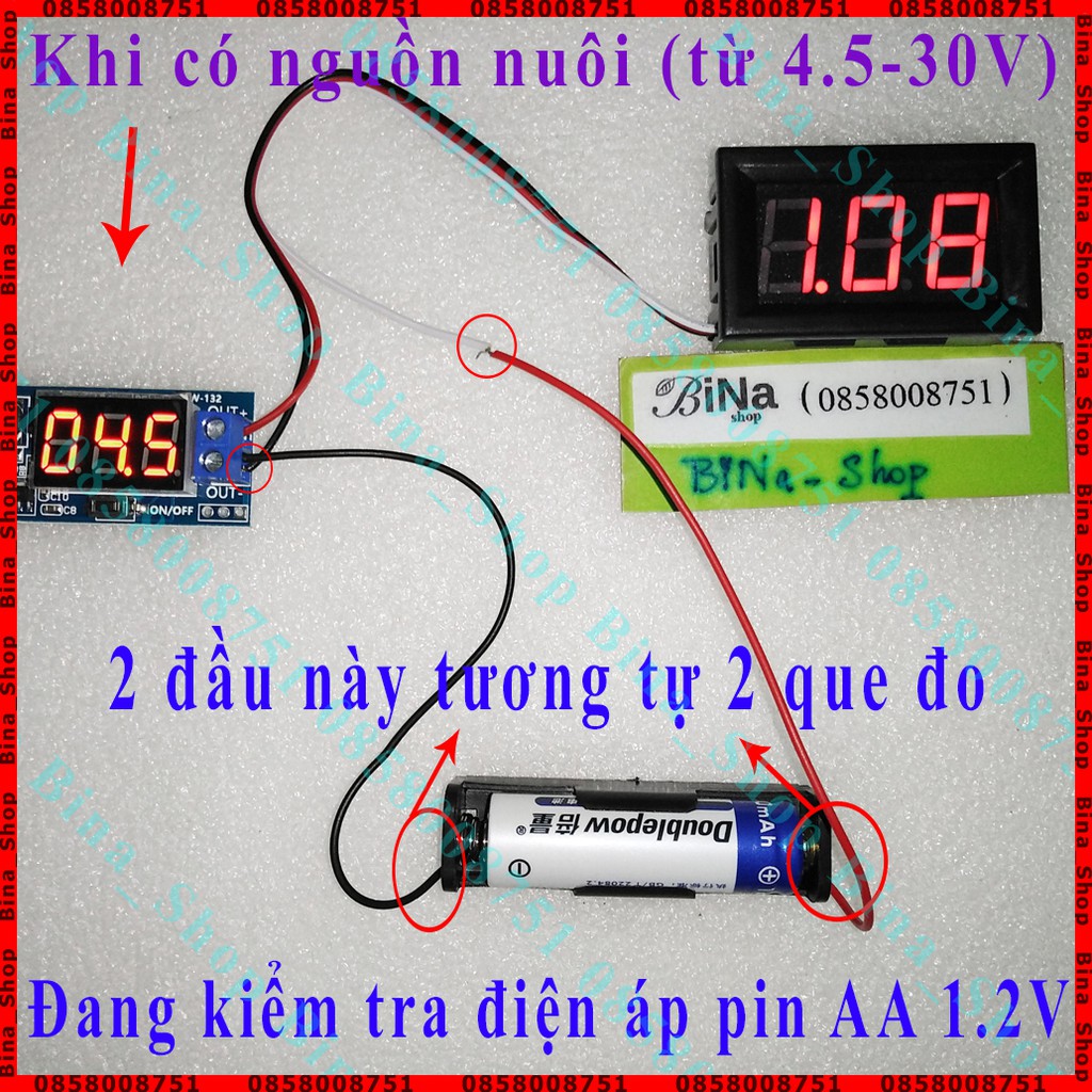 Vôn kế DC 3 dây 0V-30V / 4.5V~30V 0.56 inch