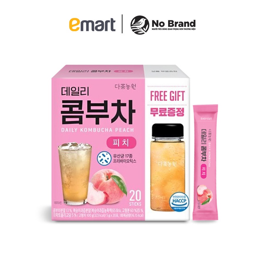 Hộp 20 Gói Trà Hòa Tan Kombucha Vị Đào No Brand 100g Kèm Bình Đựng - Emart VN