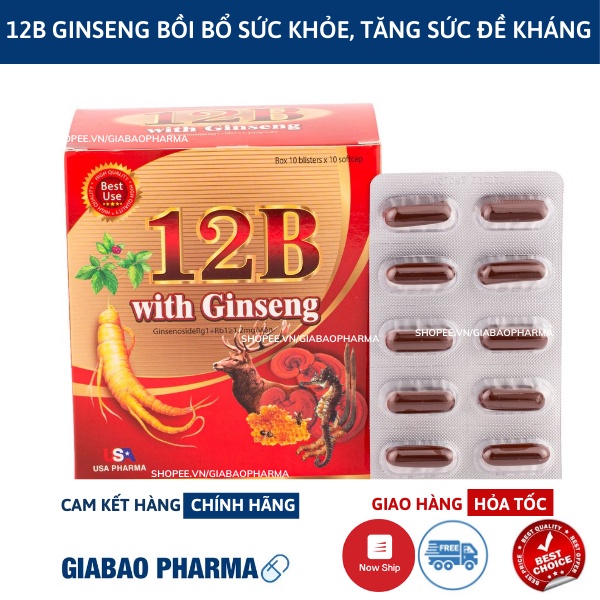 Vitamin tổng hợp 12B GINSENG tăng sức đề kháng, bồi bổ cơ thể- Hộp 100 viên