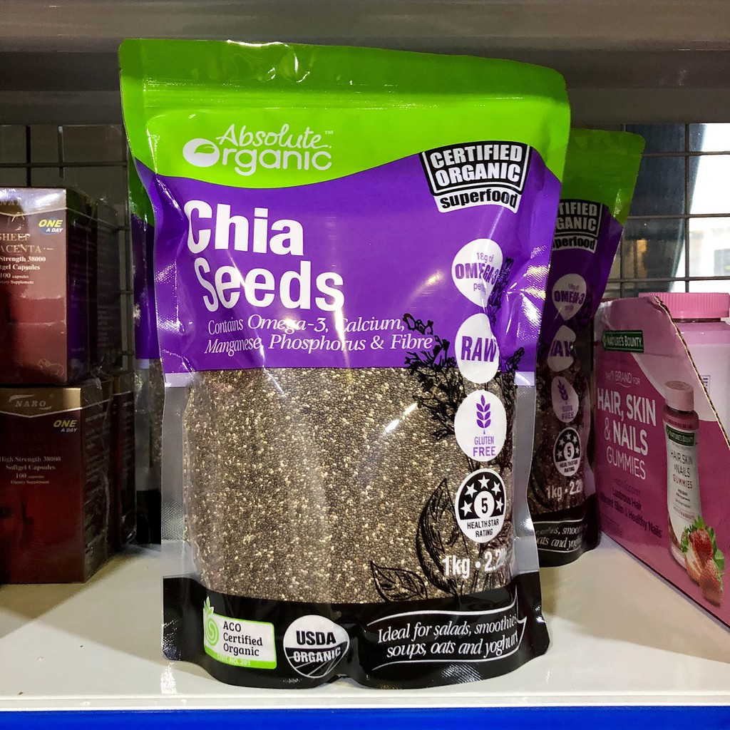 [CÓ NHÃN PHỤ]1kg Hạt Chia Tím Úc Organic Chia Seeds