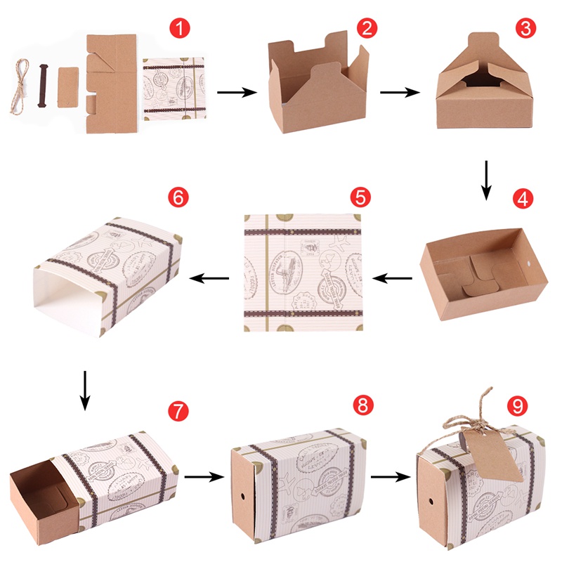 Set 10 Hộp Giấy Đựng Kẹo Hình Vali Xinh Xắn