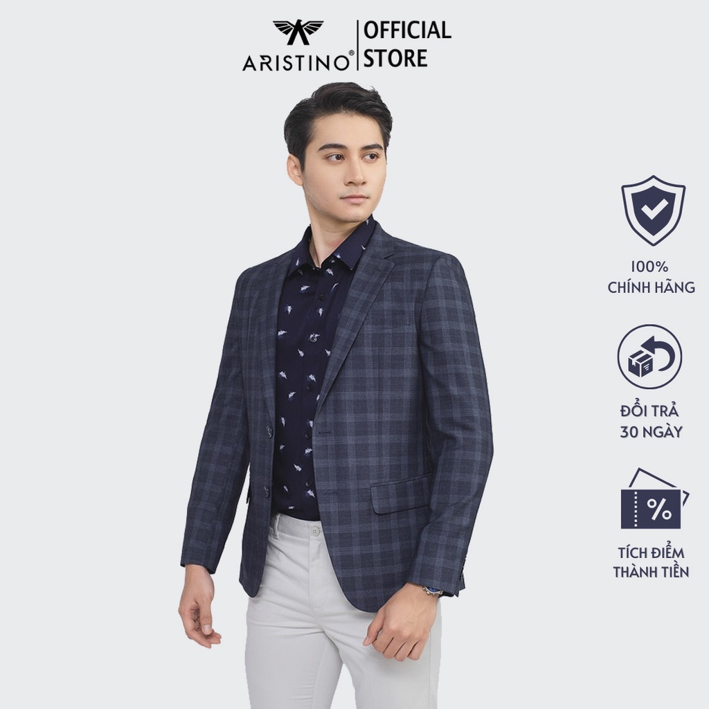 Áo blazer ARISTINO hiệu ứng kẻ caro thời thượng, thiết kế tinh tế, tỉ mỉ - ABZ00201