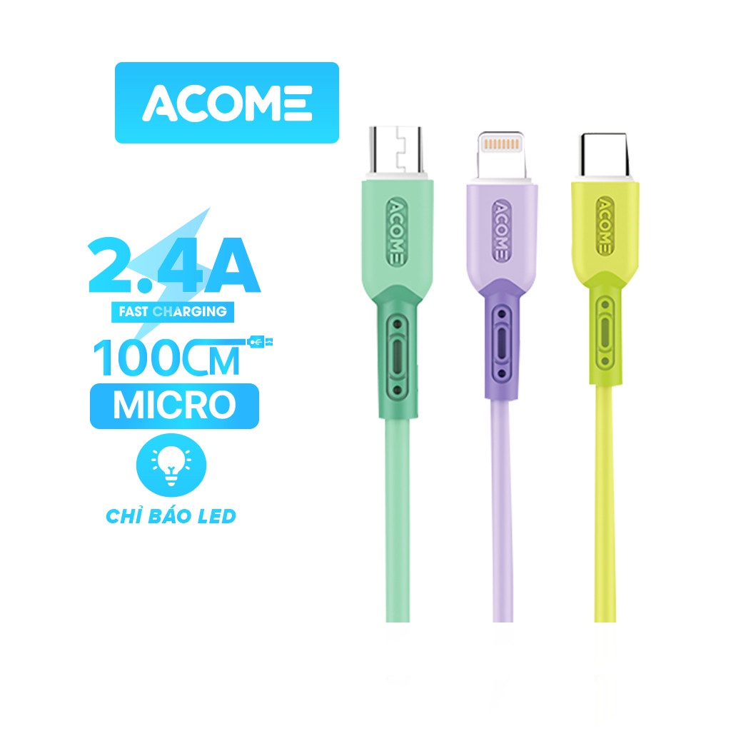 Cáp Sạc Nhanh  ACOME AEL AEC AEM Lightning Type C Micro Tương Thích Với Các Thiết Bị IOS Android