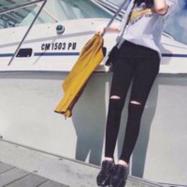 Quần skinny rách gối 3 màu đen rêu đỏ