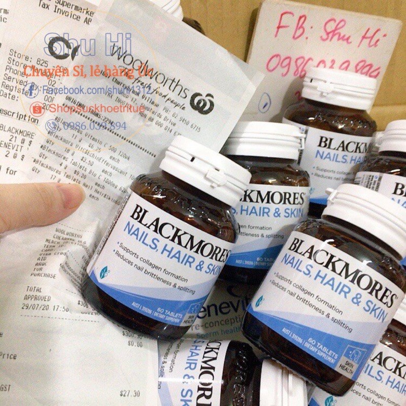 (Mẫu mới) Viên uống đẹp da, tóc, móng - Blackmores Nails Hair Skin 60 viên Úc - Đủ bill | BigBuy360 - bigbuy360.vn