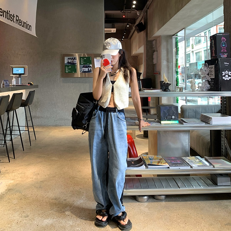 Áo Dệt Kim Sát Nách Cổ Chữ V Dáng Rộng Thời Trang Hàn Quốc Cho Nữ | BigBuy360 - bigbuy360.vn