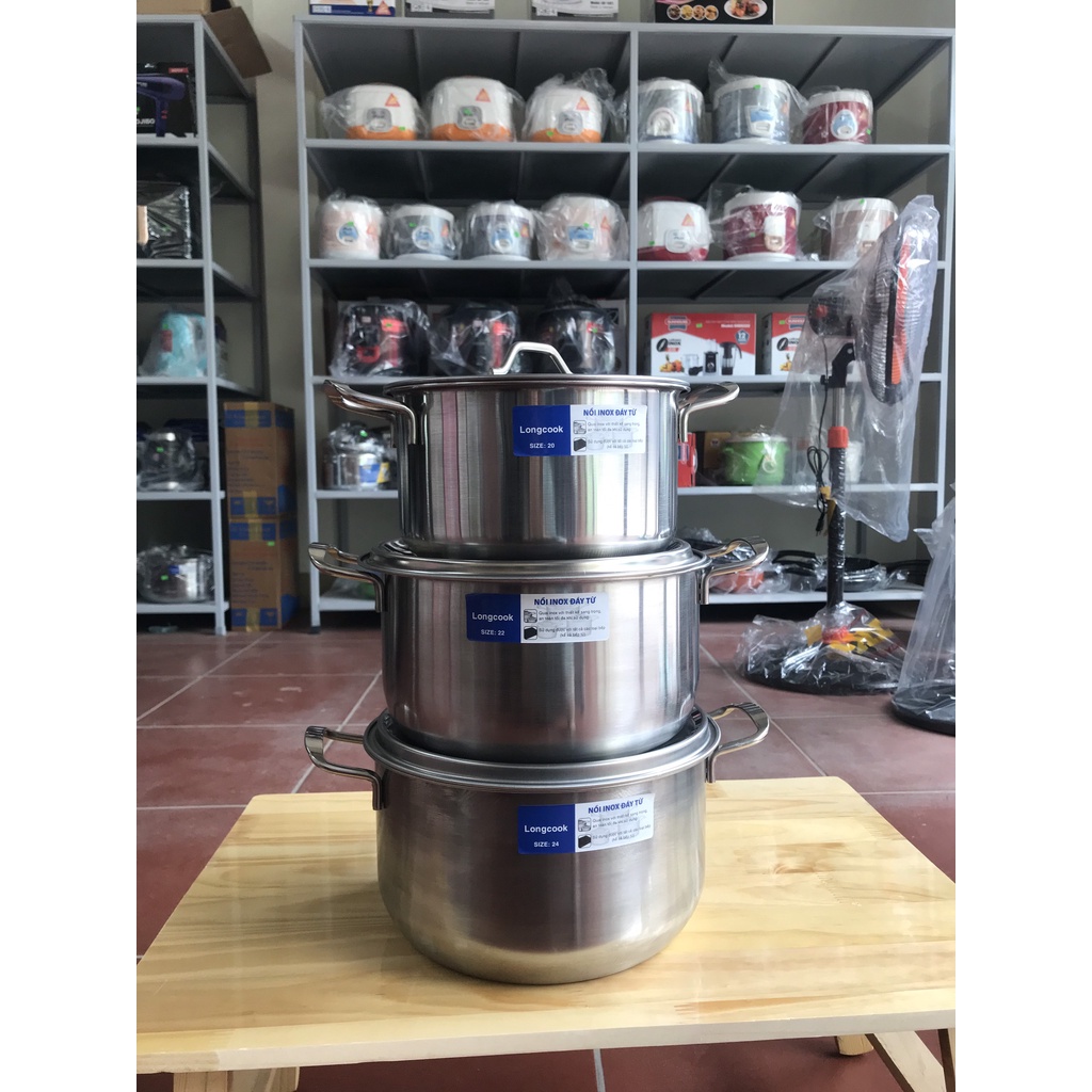 Nồi Inox Dùng Bếp Từ, Bếp Gas, Bếp Hồng Ngoại 6 Kích Cỡ 20cm-22cm-24cm-26cm-28cm-30cm