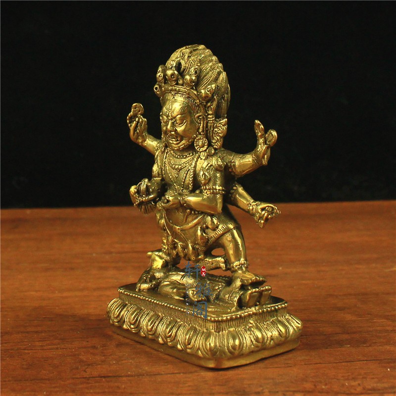 Tôn tượng Mahakala sáu tay 12cm - Pháp khí Mật tông - Phật giáo Tây Tạng