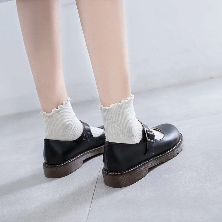 Giày Da Mũi Tròn Thời Trang Nhật Bản Xinh Xắn Dành Cho Nữ