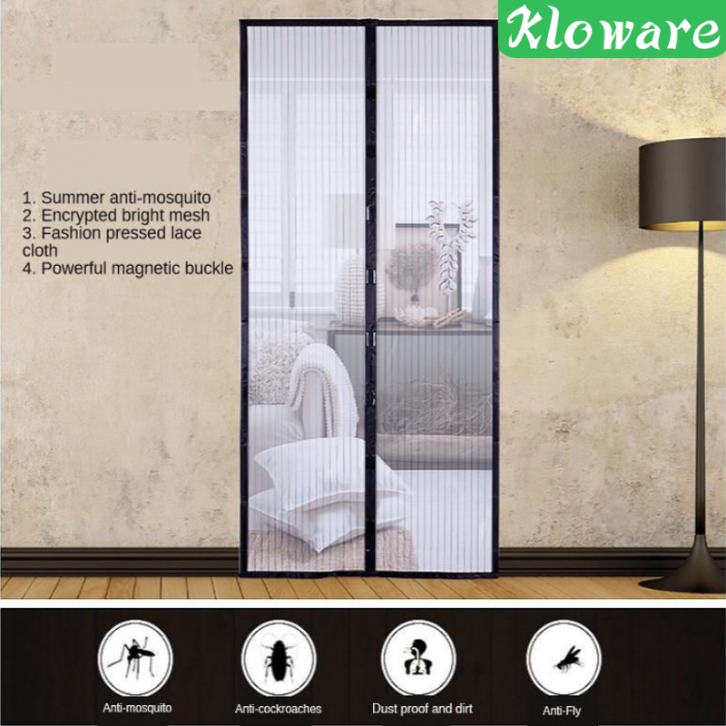 Rèm Cửa Dạng Lưới Từ Tính Chống Muỗi Màu Đen Kích Thước 80x210cm