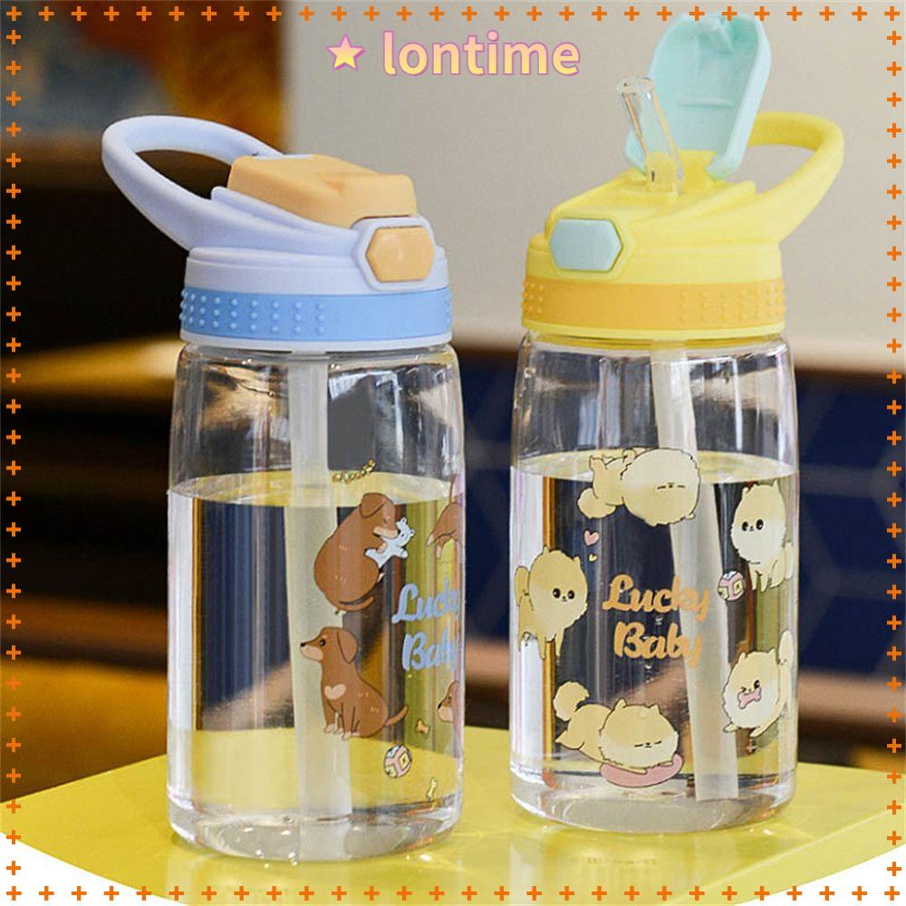 Bình Nước Nhựa Có Tay Cầm Và Ống Hút Họa Tiết Hoạt Hình Dễ Thương Cho Bé