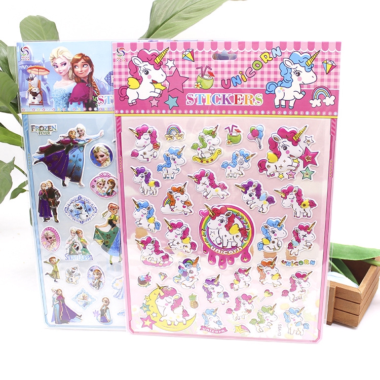 Miếng dán kiểu bong bóng họa tiết hoạt hình Frozen/ My Little Pony 3D dùng trang trí album/ nhật ký diy