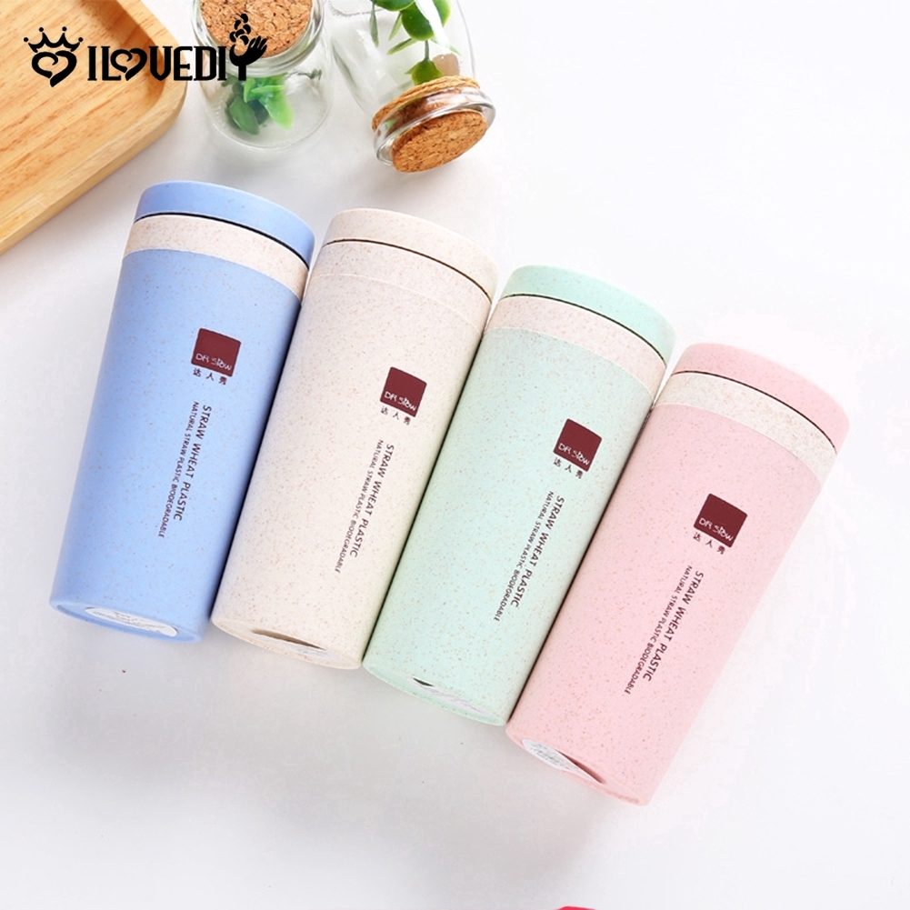 Kitchen Wheat Straw Gift Mug Tumbler With Lid