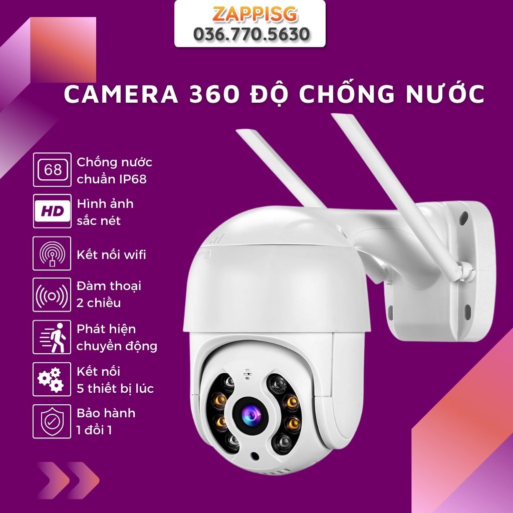 Camera chống trộm ngoài trời - Camera Hình Cầu Wifi 360 độ Smart Chống Nước - giám sát gia đình BH 1 ĐỔI 1