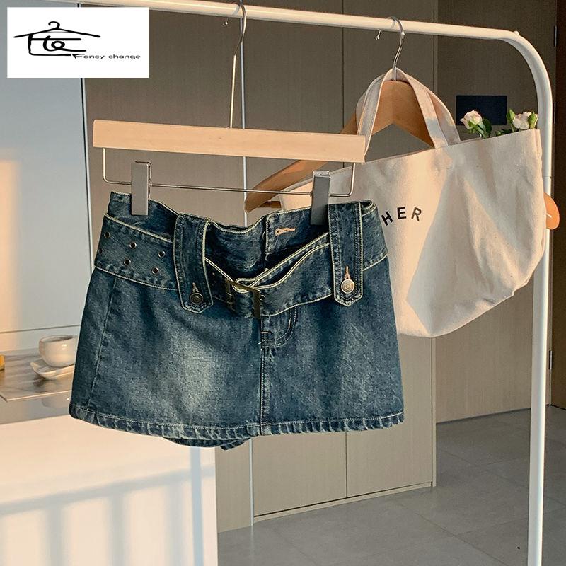 Chân Váy Denim Lưng Cao Thời Trang Mùa Hè Phong Cách Hồng Kông Mới 2022 Cho Nữ