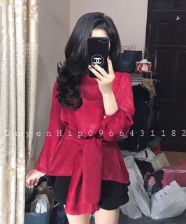 Áo sơ mi thắt eo ảnh thật
