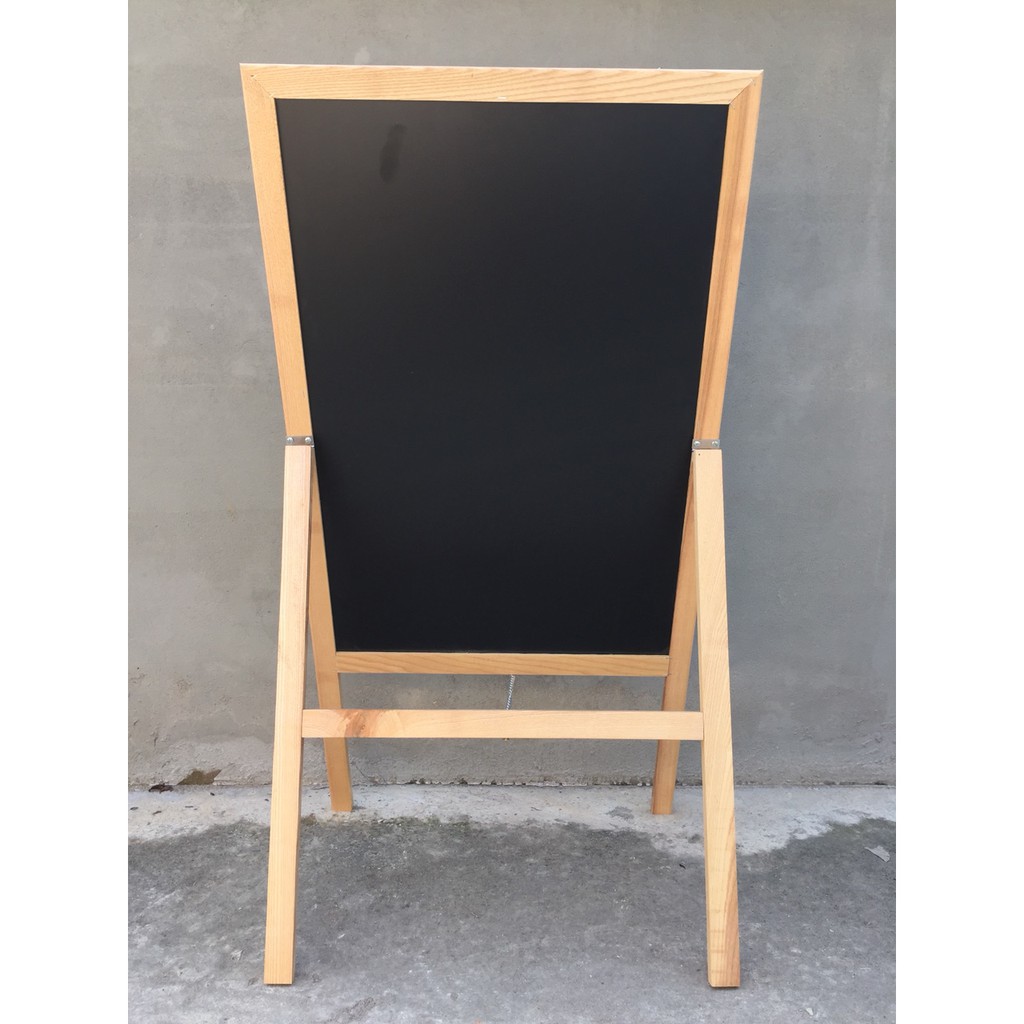 Bảng đen chân gỗ gấp 60 x110 cm - Bảng menu nhà hàng cafe (Tặng bút dạ quang, hộp phấn màu)