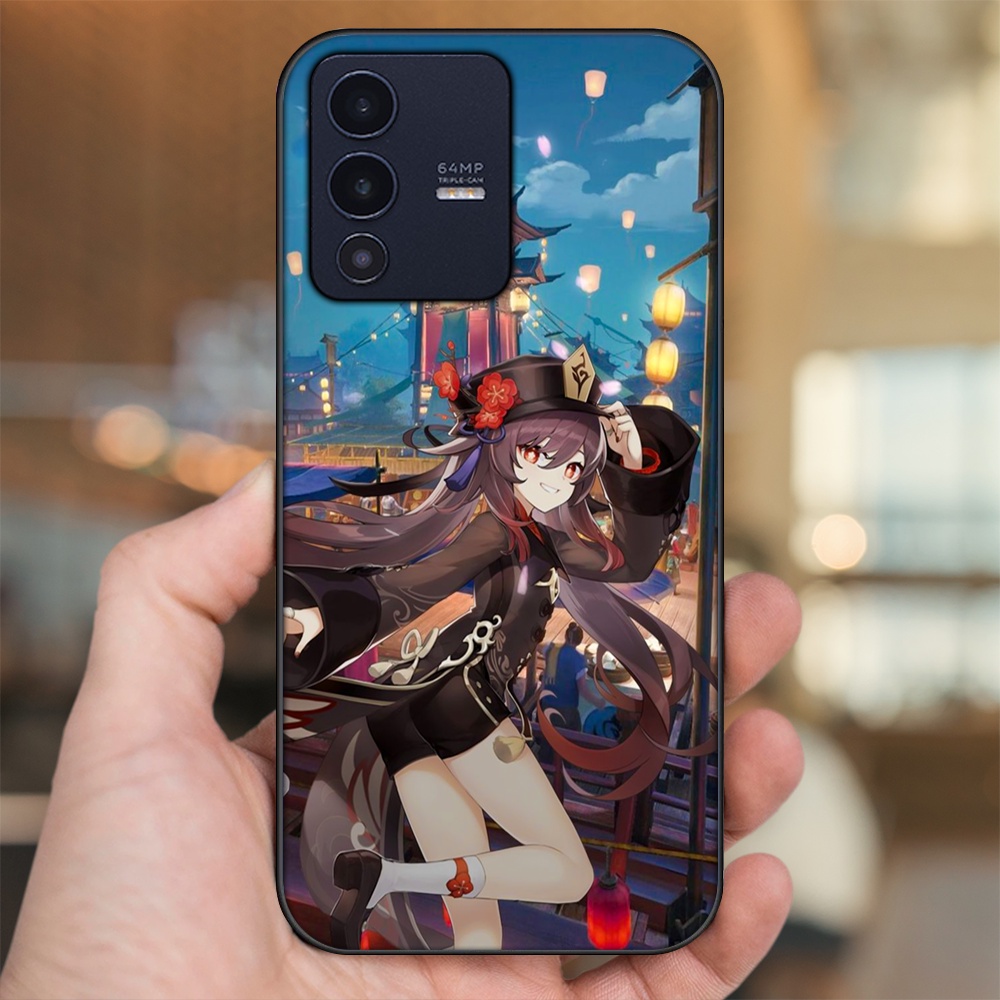 Ốp lưng Vivo V23 5G viền đen in hình Hutao Genshin Impact