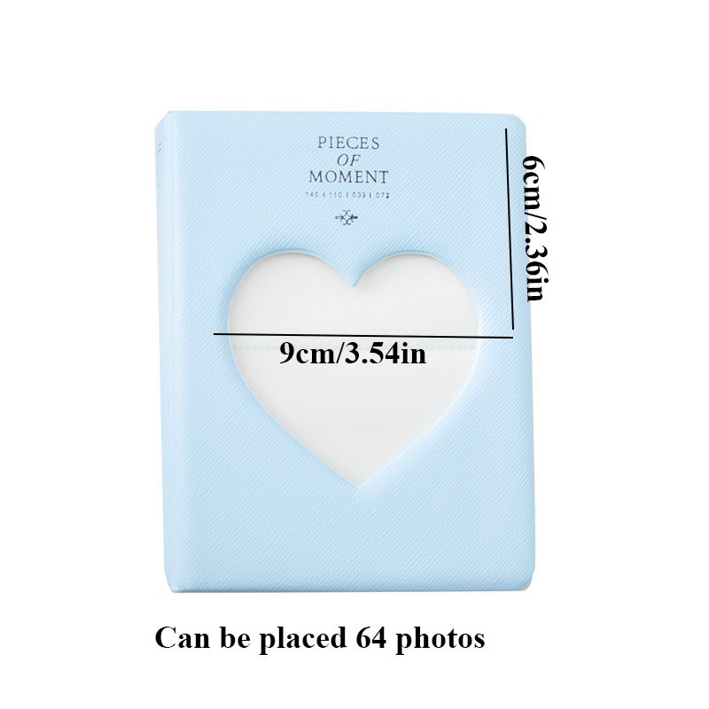 Album 3 inch một trang hai túi có thể đựng 64 ảnh hình trái tim rỗng