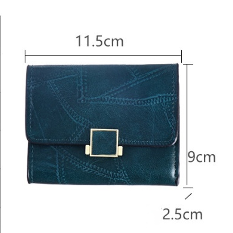 KAITIFEI Ví nữ da ngắn gập cầm tay mini nhỏ gọn đẹp giá rẻ vintage sang trọng