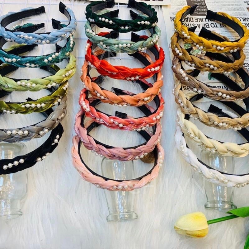 Băng Đô Lụa Kết Ngọc Cao Cấp, Mấn Đội Đầu Phụ Kiện Áo Dài, Bờm Tóc Đẹp