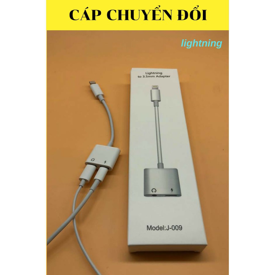 Cáp chia cổng Lightning iPhone 7 | Cáp chuyển Lightning sang 3.5mm kèm chân sạc