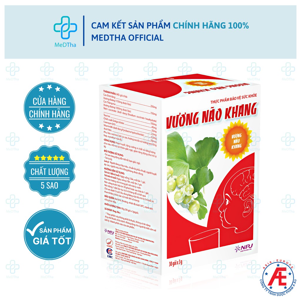 Vương Não Khang - Tăng Cường Trí Tuệ Trẻ Nhỏ, Hỗ trợ cho Trẻ tự kỉ, Tăng động, Chậm giao tiếp (Hộp 30 gói) [Chính Hãng]