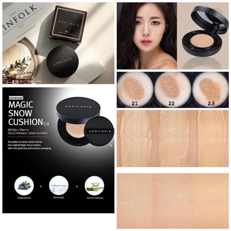 Phấn nước April Skin Magic Snow Cushion spf 50. Hàng Chuẩn