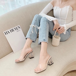 Guốc Gót Trong Quai Trong Mờ