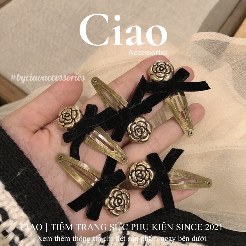 Kẹp tóc/ Phụ kiện tóc kim loại thiết kế charm hoa cổ điển mã 20 Ciao accessories