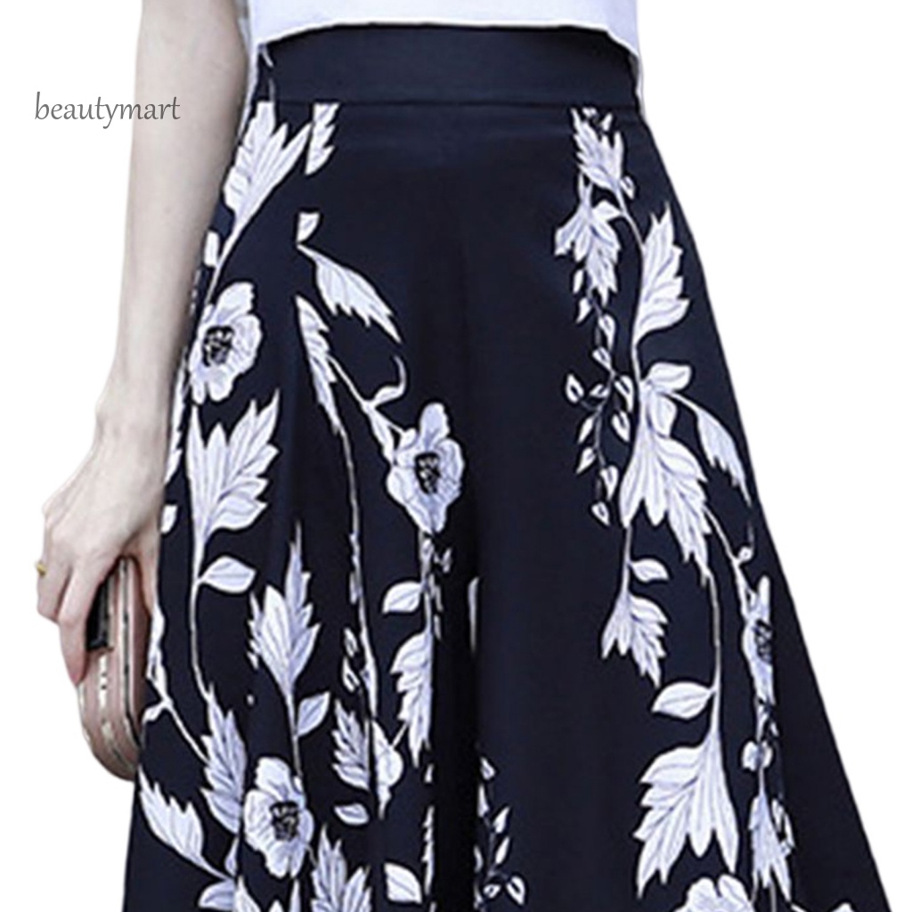 Beautymartm1 Quần Giả Váy Ống Rộng Lưng Cao Size Lớn Chất Liệu Polyester Thời Trang Mùa Hè