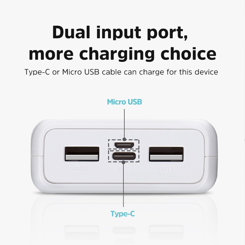 Sạc dự phòng kivee Hỗ trợ sạc nhanh 2.1A, Tích hợp sẵn 4 đầu sạc chuyên dụng Micro usb, Type - C, Lightning