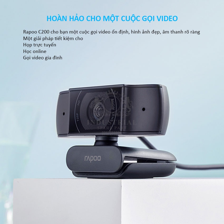 Webcam Rapoo C200 HD 720p học online, gọi điện video, webcam họp trực tuyến, Live Stream Hàng chính hãng, cắm là chạy