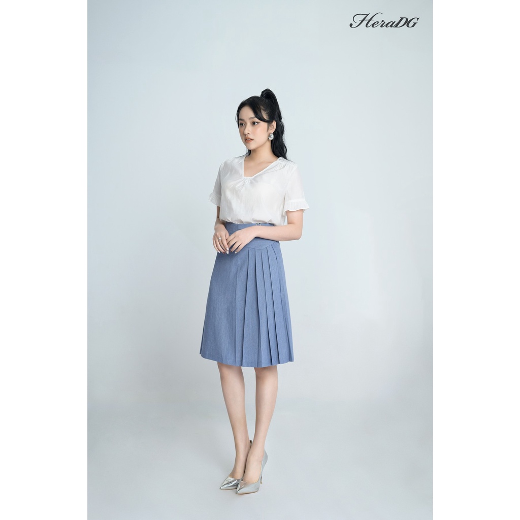 Chân Váy Xếp Ly Thiết Kế, Dáng Xòe A, Cài Khoen Cạp HeraDG SJPBA026