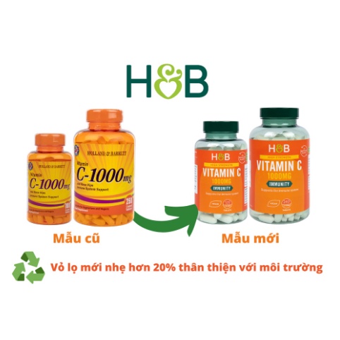 (Nhập khẩu-PP Độc Quyền) Viên uống bổ sung Vitamin C 1000mg 120 viên Holland & Barrett (Anh Quốc)
