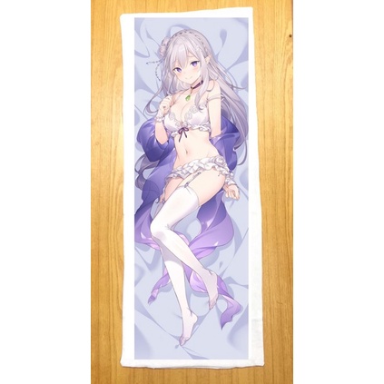 Gối ngủ Emilia Re :zero dài 40cm x 1m /Gối ôm dài anime Re:zero Emilia