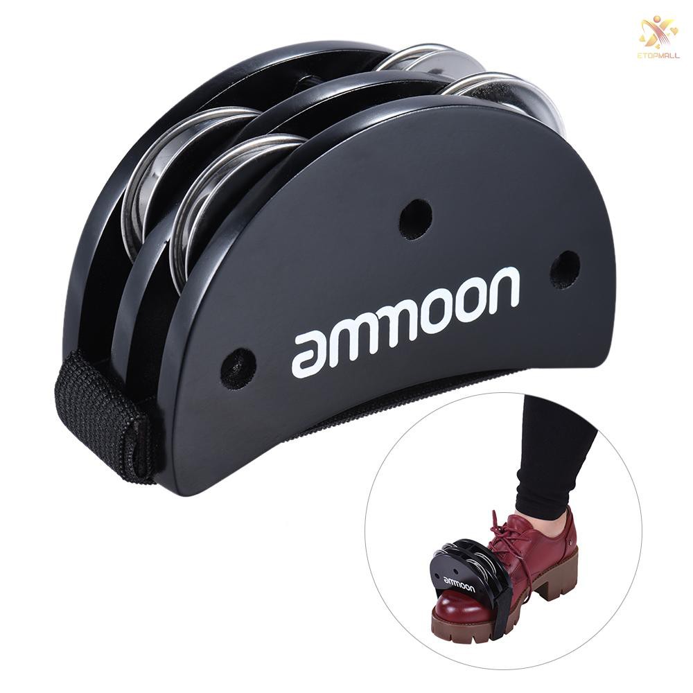 E&T ammoon Elliptical Cajon Box Drum Companion Accessory Foot Jingle Tambourine for Hand Percussion