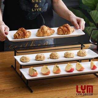 (SẴN) Khay bánh 3 tầng trắng  sứ cường lực - Chất sứ cao cấp k chì - Hàng xuất Âu